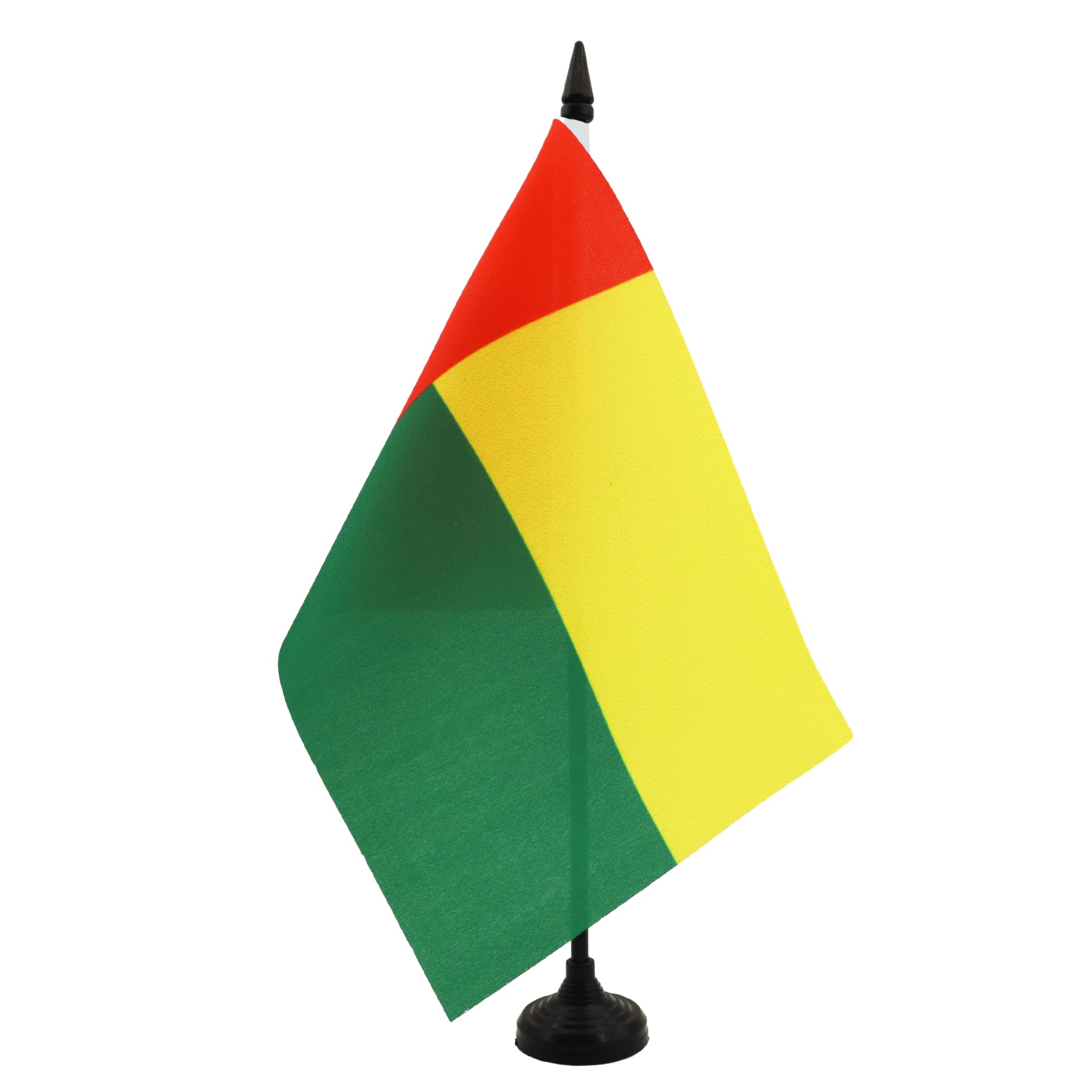 AZ FLAG Guinea-Bissau Table Flag 5'' x 8'' - Bissau-Guinean Office Decoration 100% Polyester 21 x 14 cm - Mini Desk Flag with Pole and Black Plastic Base