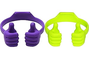 HONSKY Thumbs-Up Phone Stand for Tablets, E-Readers and Smart Phones – Green/Purple – 2 Count