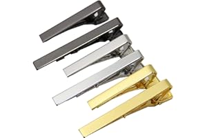 Men's Tie Clips,BetterJonny Silver and Black Business Tie Clips Classic Style Neck Ties Necktie Bar Pinch Clip for Your Fathe