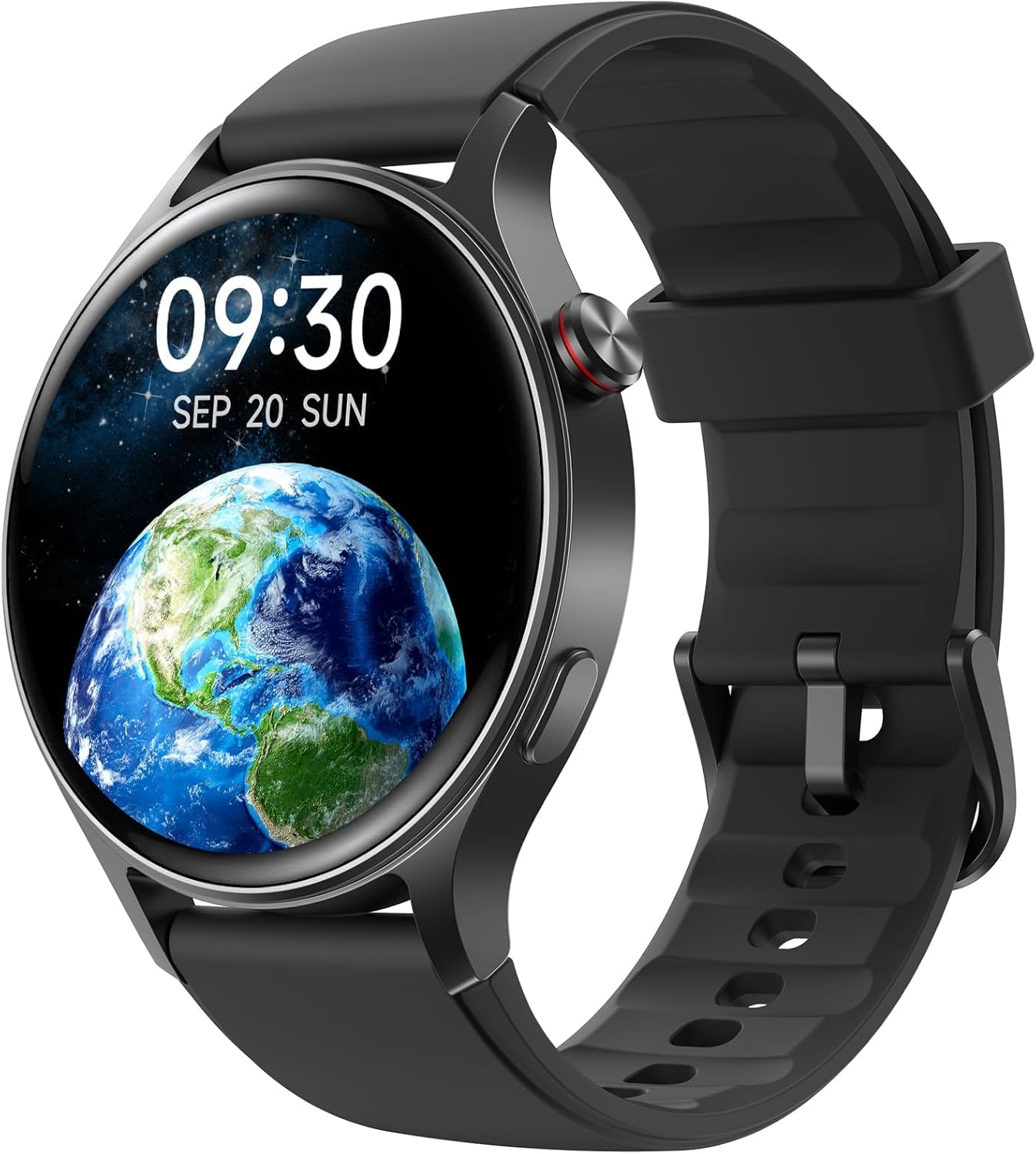 Smartwatch Herren Rund mit Telefonfunktion- 1.32" AMOLED Display, Fitnessuhr mit 110+ Sportmodi &3ATM, Uhren Damen Herren für iOS/Android Schrittzähler mit Pulsmesser/ SpO2/ Schlafmonitor- Schawrz