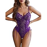 Avidlove Lingerie for Women Sexy Lace Bodysuit Teddy One Piece Lingerie Lace-up Back Cut Out Lingerie