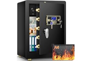 THMOSZ 4.2 Cu ft Large Home Safe Fireproof Waterproof, Fireproof Safe Box with Fireproof Documents Bag, Home Security Safe with Programmable Keypad and Lock Box, Safe Box for Home Firearm Medicine Valuables