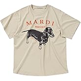 mardi mercredi Women's DDANJI Graphic T-Shirt, 100% Cotton, Regular Fit, Dachshund Print