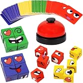 Face Changing Magic Cubes Game - Expression Matching Block Puzzle with Bell, Educational Building Toy for Kids &amp; Adults, Fun Family Board Game