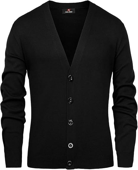Amazon.com: Stylish Slim Fit Cotton V-Neck Long Sleeve Cardigan Knitwear for Men L Black: Clothing