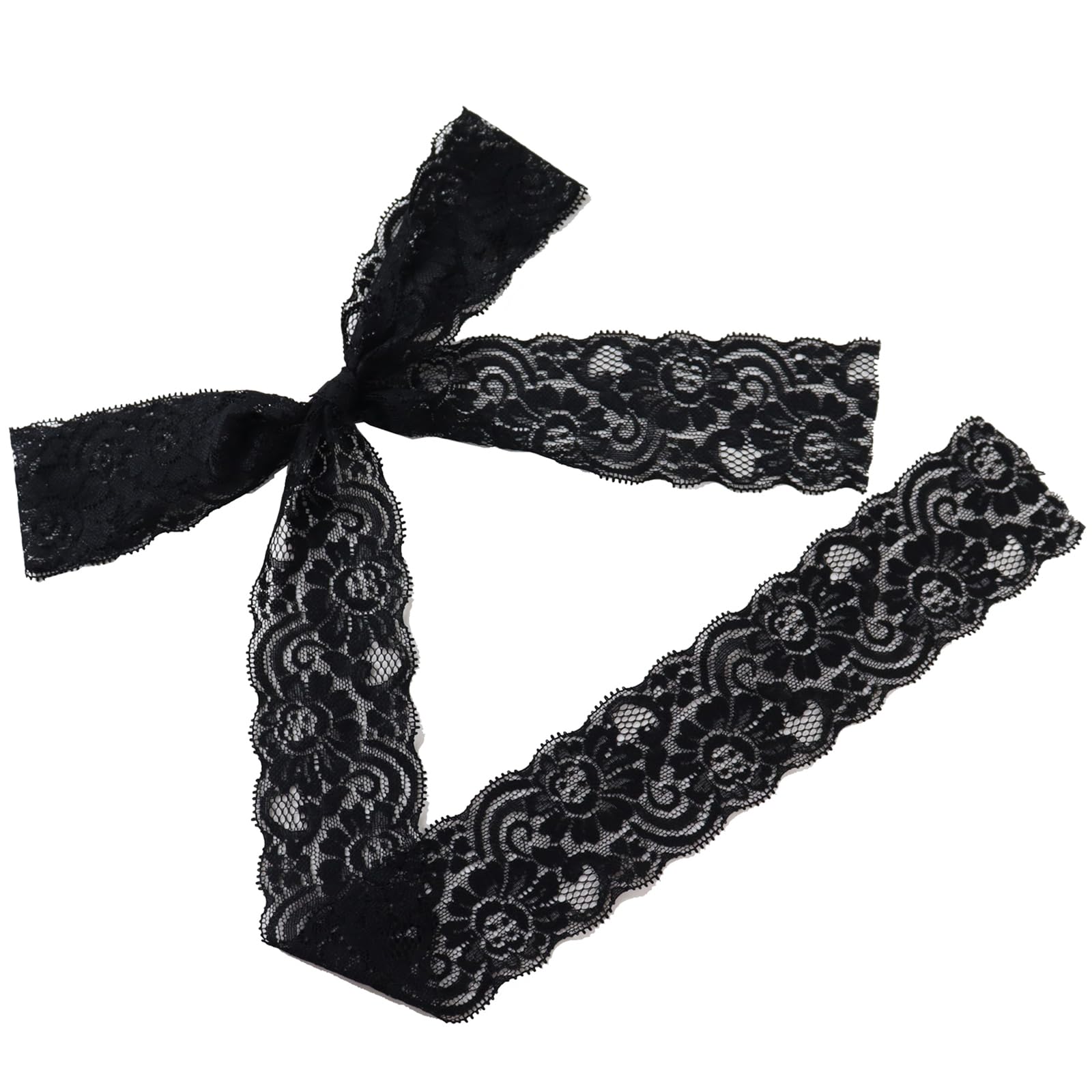 Duuclume 2.4 Inch x 5 Yard Vintage Lace Fabric,Black Sewing Lace Trim, Elastic Stretchy Lace Ribbon - Perfect for Crafting,Wedding,Gift Wrapping,Home Decoration & Christmas Halloween Decoration