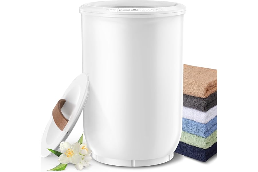 FLYHIT Large Towel Warmer for Bathroom – Heated Towel Warmers Bucket, Wood Handle, Auto Shut Off, Fits Up to Two 40″X70″ Oversized Towels, Bathrobes, Blankets, Best Ideal for Mother’s Gifts