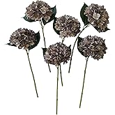 Coffee Hydrangea Artificial Flowers,10 Pcs Faux Coffee Hydrangea Flowers,Artificial Hydrangeas Flowers with Stems,Fake Hydrangeas,Silk Hydrangeas Flowers with Stems for Home Decor