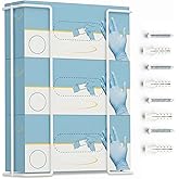 Triple Glove Box Holder, Wall Mount Metal Glove Dispenser - PERFORMORE | Disposable Glove Holder, Holds 3 Boxes, Powder-Coated Wire Rack, Fits Tissue Boxes, Hardware Included, White