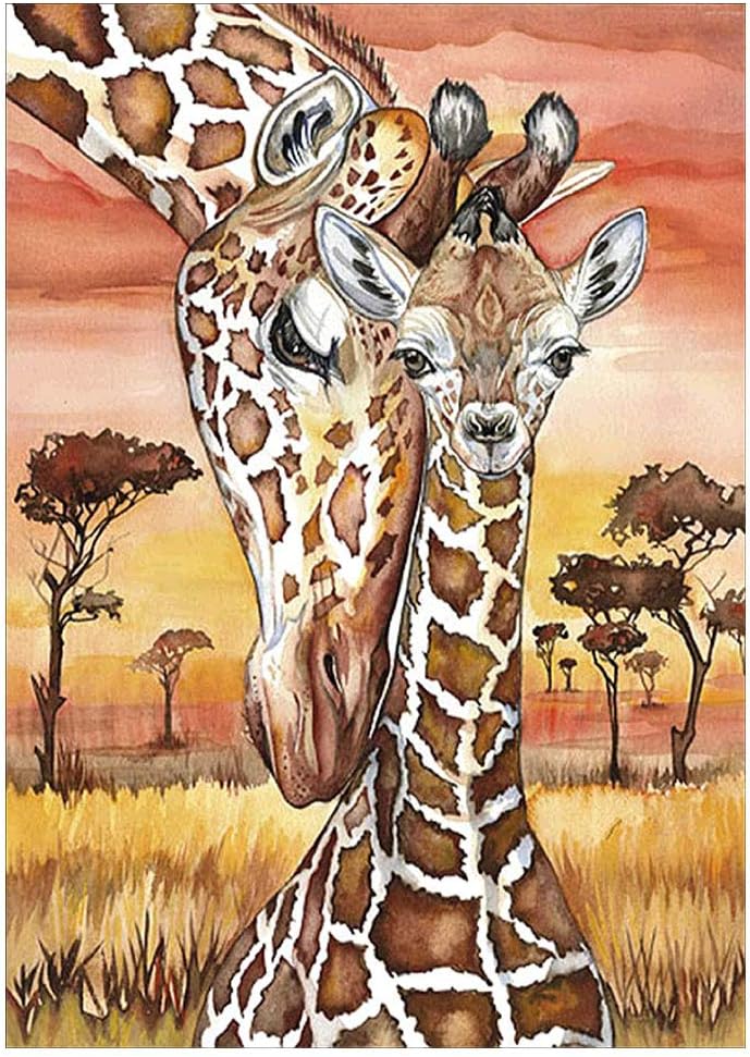 mgjyjy Giraffe DIY 5D Diamond Painting by Number Kits,Full Drill Diamond Crystal Rhinestone Embroidery,30cmx40cm/12inx16in