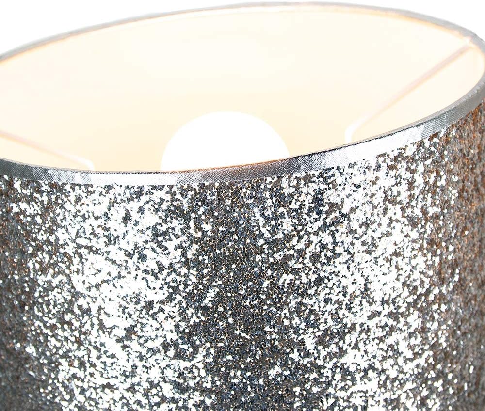 Modern and Designer Bright Silver Glitter Fabric Pendant/Lamp Shade 25cm Wide by Happy Homewares, 10" Shade - Image 3