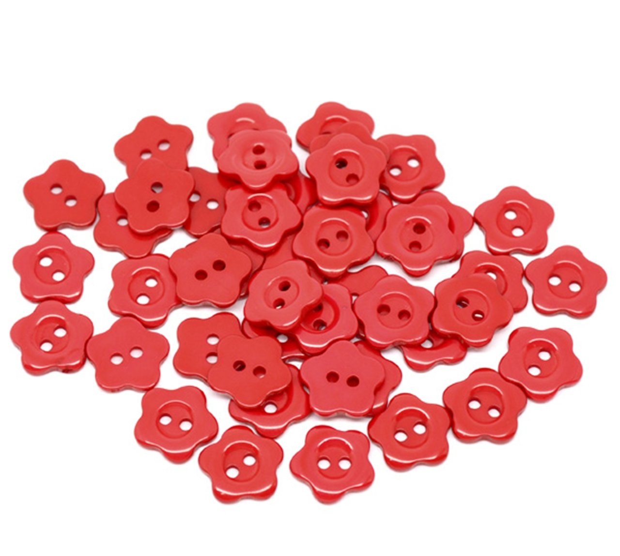 200 x Flower Shape 14mm Resin Sewing Buttons for Craft Making, Scrapbooking Art, Card Making, Clothes (Red)
