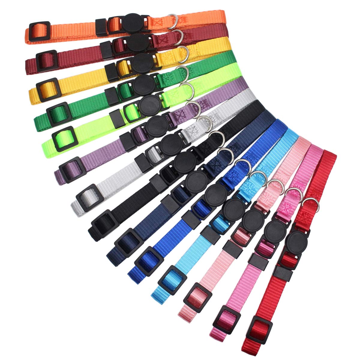 HOLLIHI 14 pcs/Set Soft Nylon Puppy Whelping ID Collars - Adjustable Breakaway Litter Collars Baby Dog ID Bands Pet Identification for Breeders with Record Keeping Charts, Neck 17.8cm - 26cm