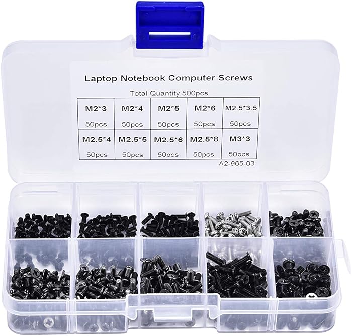 KBR-500Pcs Laptop Computer Screws Replacement Kit Set Compatible with Lenovo ASUS Thinkpad MSI Samsung HP Dell Acer Toshiba etc