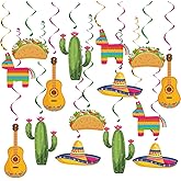 20Pcs Mexican Fiesta Hanging Swirl Decorations, Mexican Fiesta Cinco De Mayo Party Supplies, Taco Twosday Birthday Theme, Tac