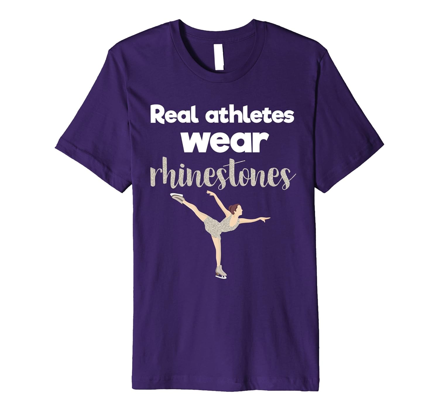 Figure Skating T Shirt Real Athletes Wear Rhinestones-Rose