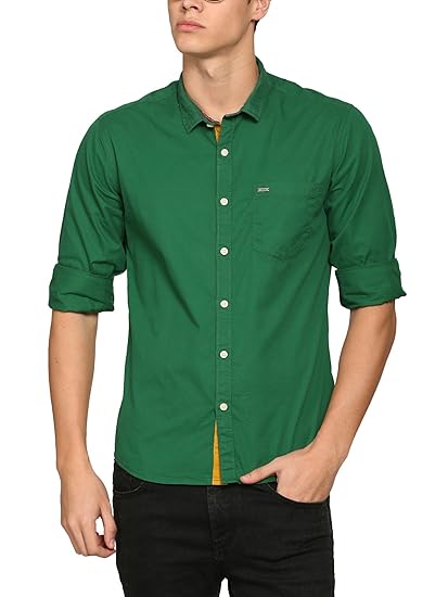 mens slim fit green shirt