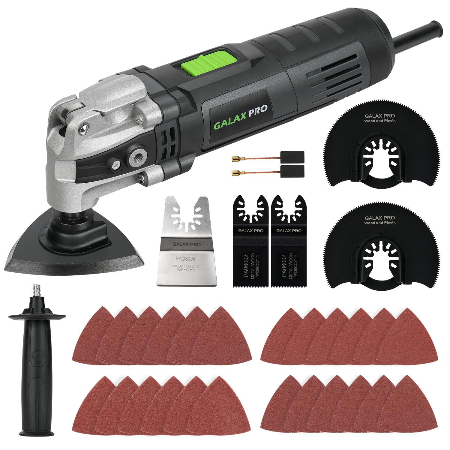 GALAX PRO Oscillating Tool, 400W Multifunction Tool 15000-22000OPM 6 Variable Speed Oscillating Vibration,Quick Change System,Angle 4 Degrees,for Cutting, Sanding and Grinding,with 30 Pcs Accessories