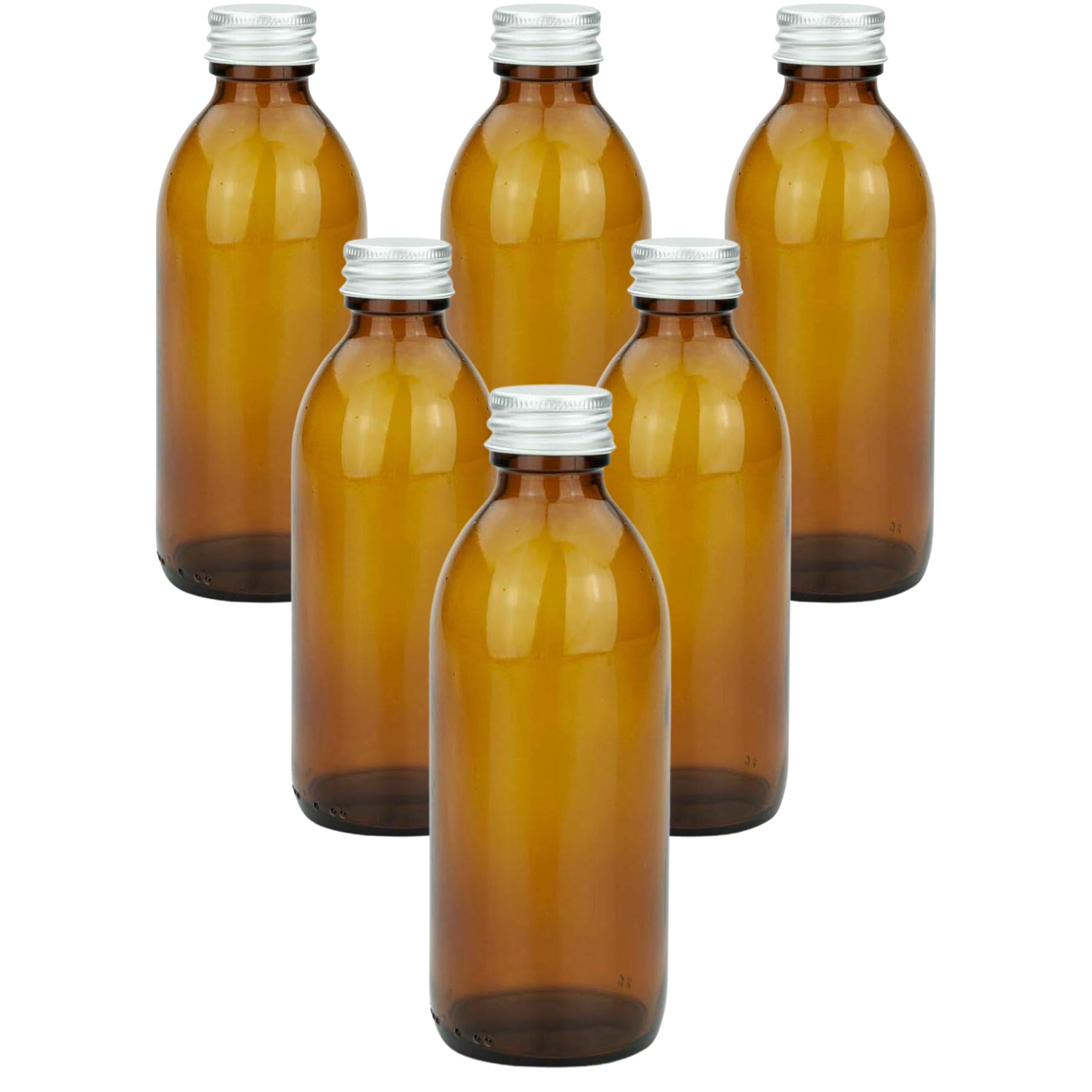 mikken Apothecary Bottle Glass Screw Cap Aluminium Brown 200ml 12 Units