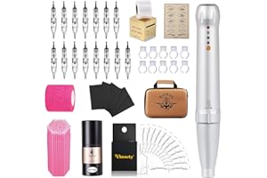 YBEAUTY Permanent Eyebrow Makeup Tattoo Pen Kit for Eyebrow Lip Eyeliner Permanent Eyebrow Makeup Tattoo Machine With 15 pcs Cartridge Needles Microblading Supply Ombre Powder Brows(Permanent Kit) (Snow)