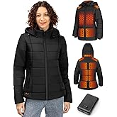 Heated Jacket for Women, Winter Heating Coat with Detachable Hood