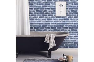 Timeet Brick Wallpaper Peel and Stick Wallpaper Blue Self-Adhesive Wallpaper 17.7" x 197" Removable Wallpaper Faux Brick Wallpaper for Bedroom Living Room Decor Vinyl Roll
