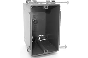 AIRMONT PRODUCTS (Pack of 16) Plastic Electrical Box, Grey Outlet Box, Single Gang New Work Junction Box, Captive Nails, 20 cu. Inches, Length 3-5/8'', Width 2-1/8'', Depth 3-1/4''