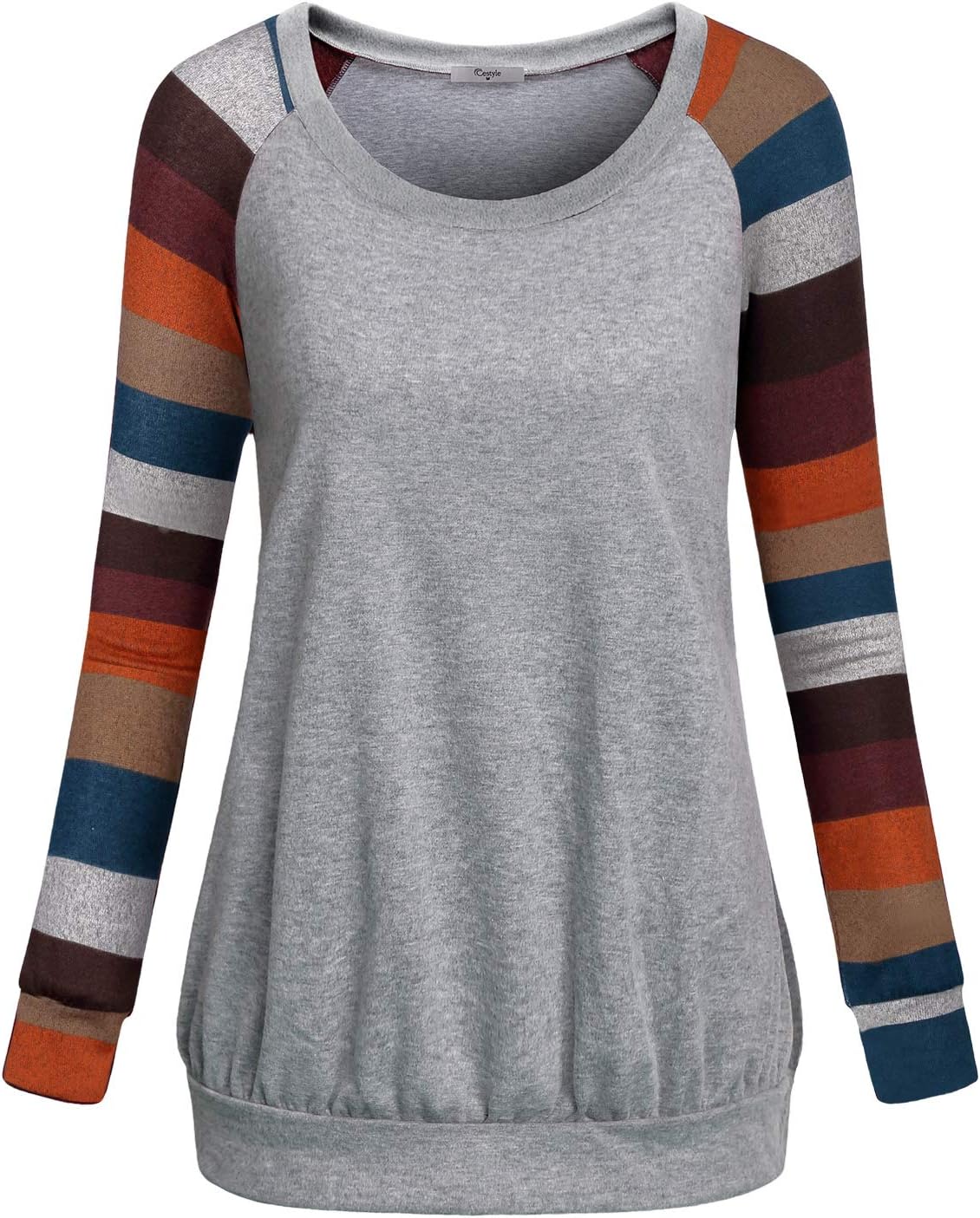 Womens Crew Neck Long Raglan Sleeve Casual Lightweight Pullover Sweatshirt