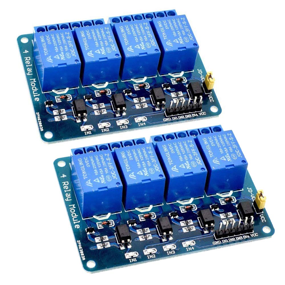 Gasea 2 Pcs 4 Channel DC 5V Relay Module with Optocoupler for R3 MEGA 2560 1280 DSP ARM PIC AVR STM32 for Raspberry Pi