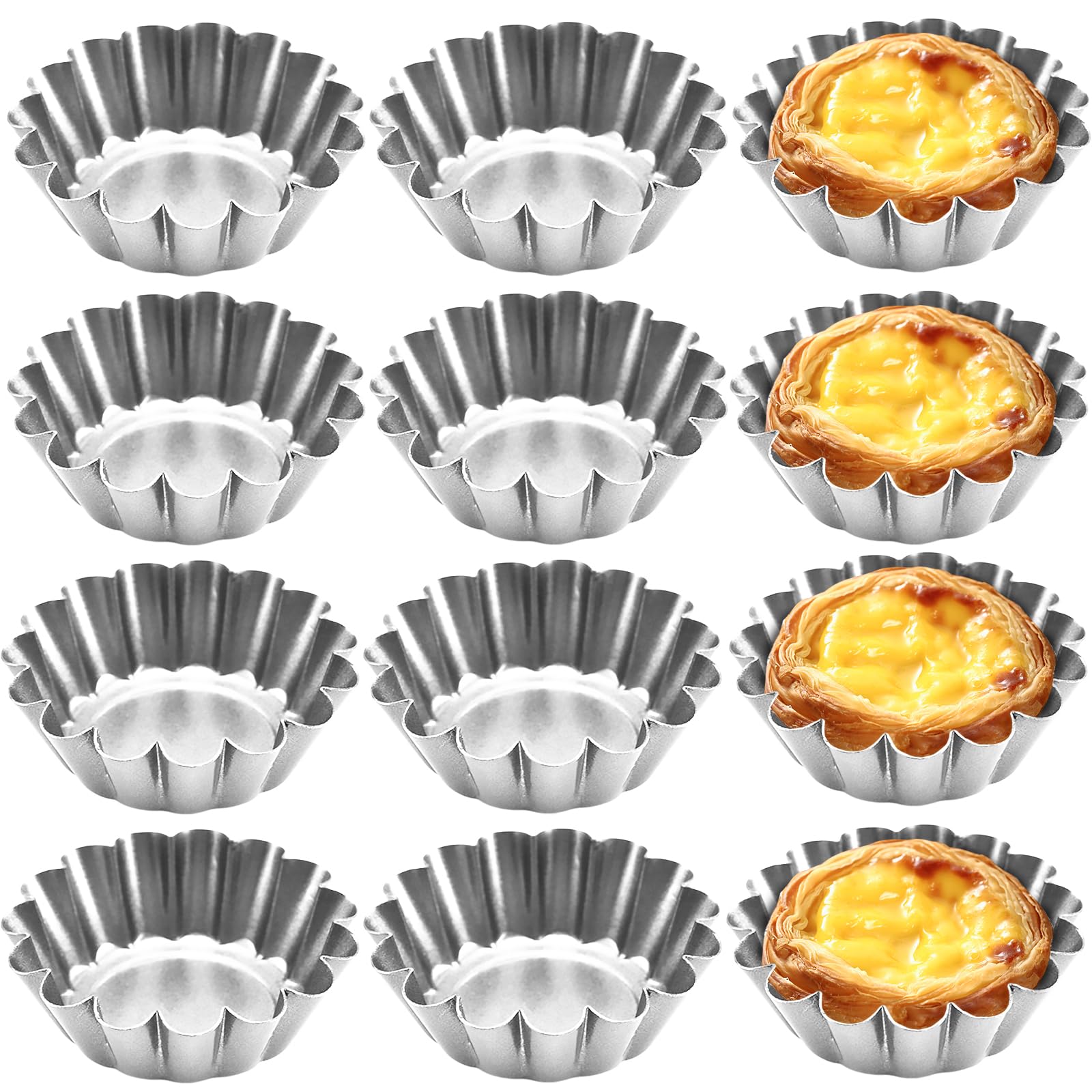 Fahibin 30Pcs Steel Mini Pie Pans,Egg Tart Molds,Non-Stick Cupcake Cake Moulds, for DIY Making,Party,Picnic