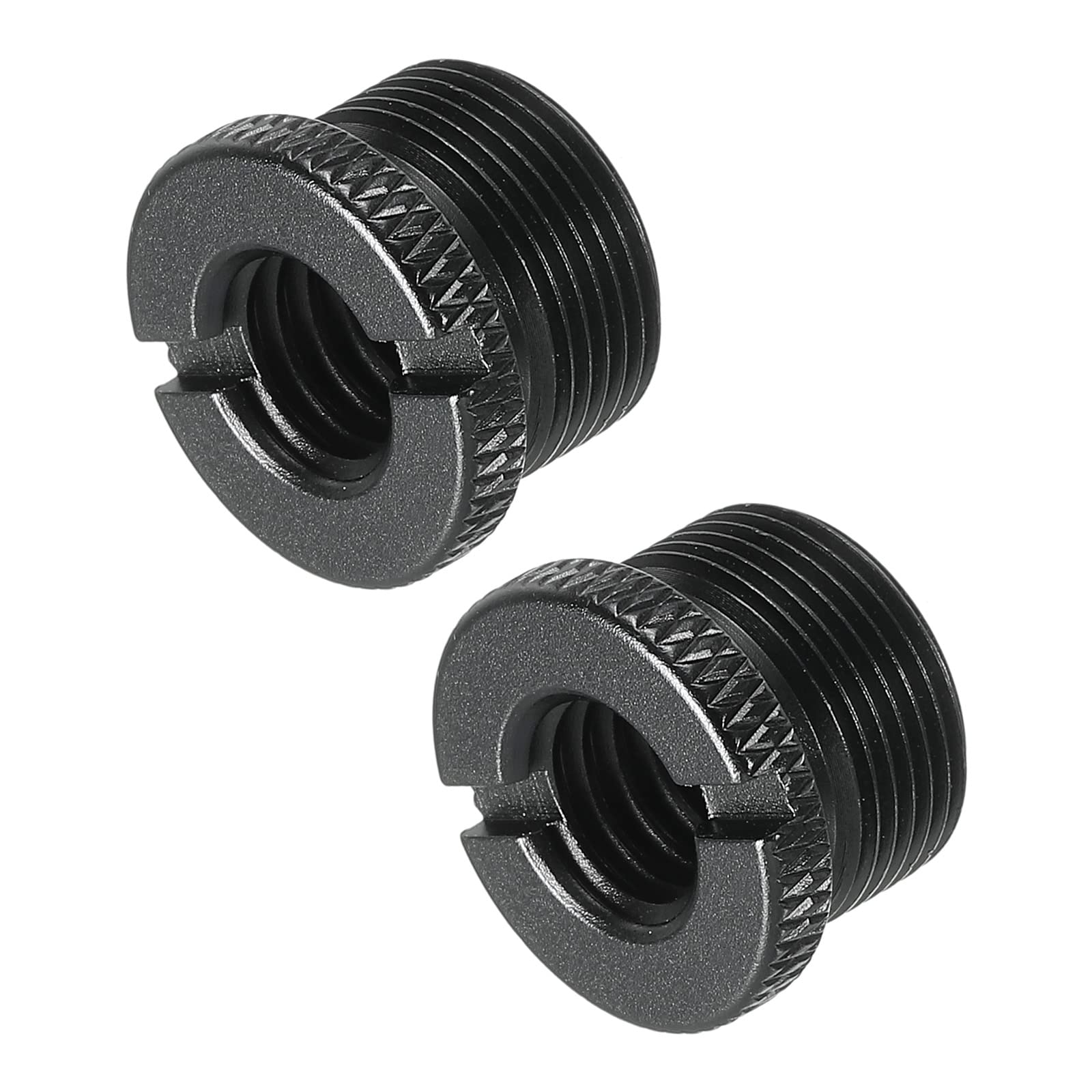 PATIKIL Mic Stand Adapter 3/8 Female to 5/8 Male Aluminum Alloy Mic Screw Adapter for Microphone Tripod Stand Black 2 Pack