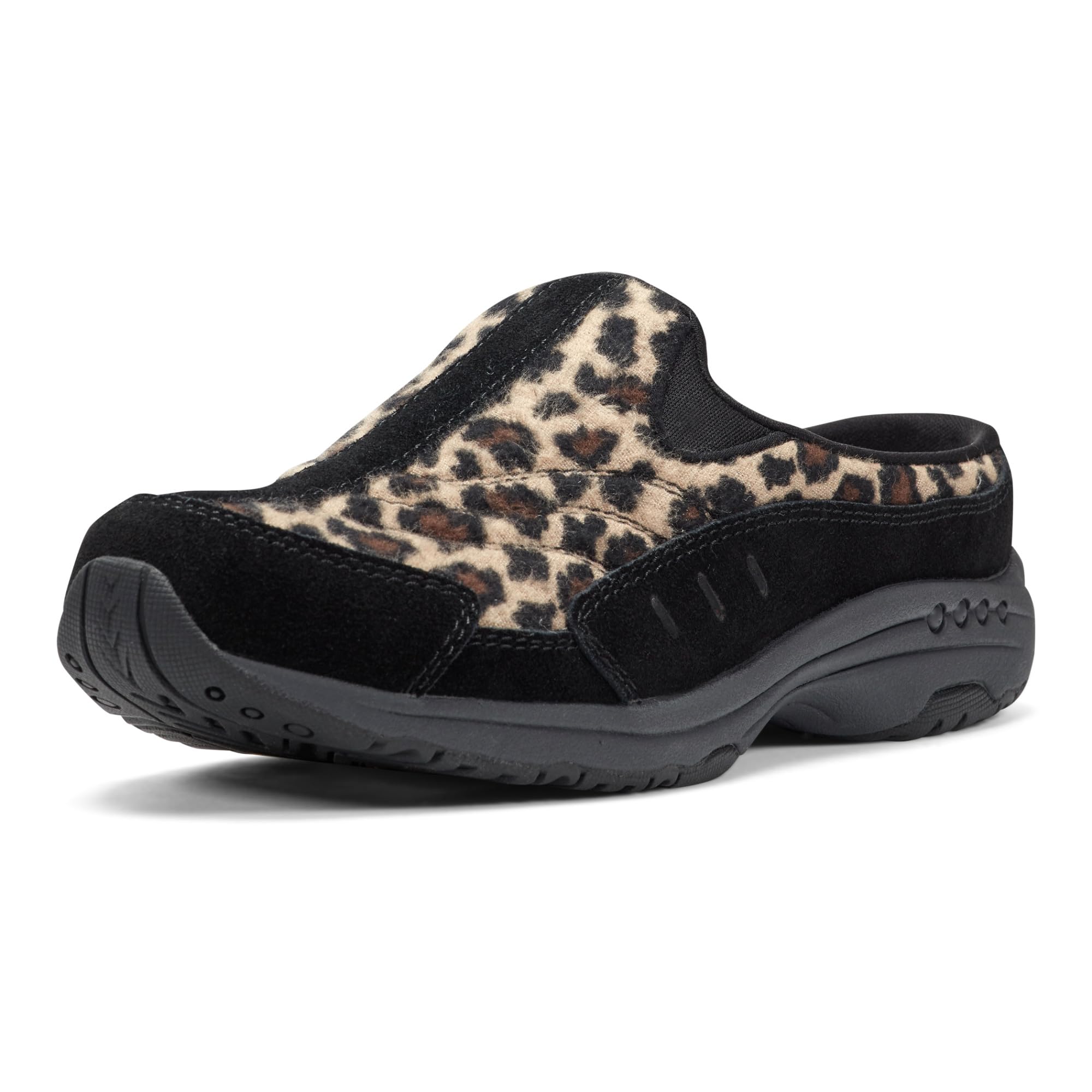 Easy Spirit Women’s Traveltime773 Leopard Print Mule, Black 001, 6.5 M