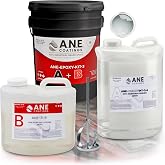 Self Leveling Epoxy Resin Kit &ndash; ANE Garage Floor Epoxy Kit Spreads Seamlessly. Durable, Industrial Grade Clear Epoxy Resin for Concrete Floors and Countertops - Clear