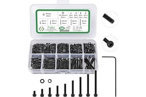 FOLIV Metric Screws and Nuts Assortment Kit, 780pcs M2 Hex Socket Head Cap Bolts and Nuts Washers, 12.9 Grade Alloy Steel Anti Rust Hex Screws