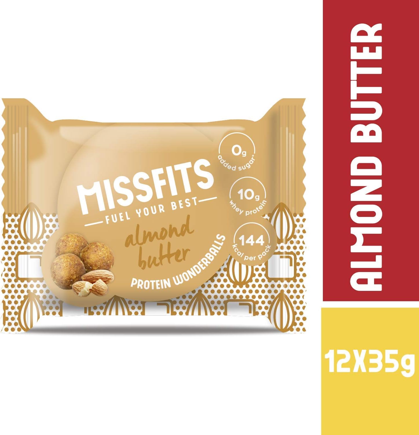 MISSFITS - Protein Balls - Almond Butter Wonderballs - 12 x 35g Packs