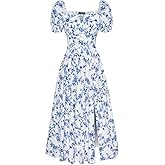 Scarlet Darkness Women's Floral Corset Dress with Split 2026 Summer Spring Square Neck Midi Milkmaid Dresses