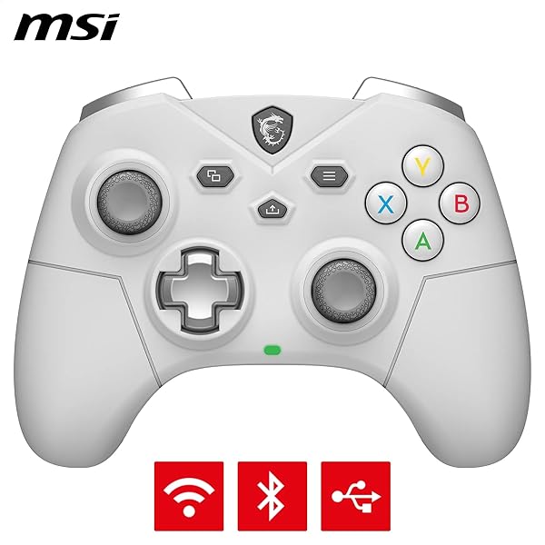 MSI FORCE GC300 WIRELESS WHITE PC GAMEPAD CONTROLLER – 2.4 GHZ, BLUETOOTH, USB TYPE-C TO A – WIRED/WIRELESS, 600MAH LI-ION BATTERY (20H), INTERCHANGEABLE D-PAD COVERS, DUAL VIBRATION MOTORS
