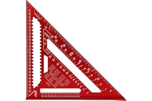 VBESTLIFE Carpenter Square 12 Inch, Aluminum Rafter Square for Angle Drawing Measuring Ruler, Triangle Angle Protractor for W