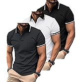 ZITY 3 Pack Men Polo Shirts Short Sleeve with Pocket Sport Wicking Shirts for Men Casual Athletic Collared T-Shirts