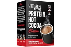 WHOLESOME PROVISIONS Protein Hot Chocolate, Keto Hot Chocolate Mix, Low Carb Hot Cocoa, 15g Protein, 3g Net Carbs, Low in Sugar, Instant Hot Coco, 7 Individual Macro-Controlled Packages (Classic, 1 Pack)