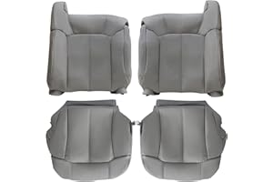 GXARTS Driver and Passenger Side Bottom Lower and Top Lean Back Leather Seat Cover Pewter Gray 922/122 Fit for Chevy Silverado Tahoe Suburban Yukon GMC Sierra 1500 2500 3500 1999 2000 2001 2002