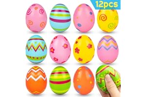 CPPSLEE 12 PCS Easter Eggs Squishies Toys, Easter Basket Stuffers, Squishy Toys for Kids, Slow Rising Squishy Stress Relief Easter Eggs, Easter Egg Hunts Party Favors