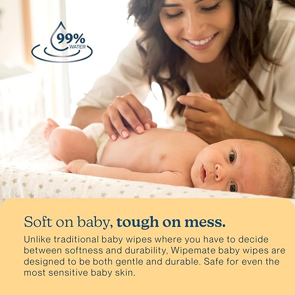 WIPEMATE EWG-VERIFIED PREMIUM BABY WIPES, 99% WATER-BASED, PLASTIC-FREE, ULTRA-SOFT PLANT-BASED WIPE, CHLORINE/ALCOHOL-FREE, PH-BALANCED, HYPOALLERGENIC CRUELTY-FREE WITH DURABLE FLIP-TOP LID 480-CT