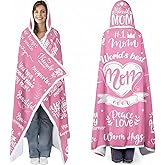 SmoothNovelty Best Mom Ever Hooded Wearable Blanket Hoodie Double Sided Fleece Valentines Mama Mother Wife Gifts from Husband(Pink)