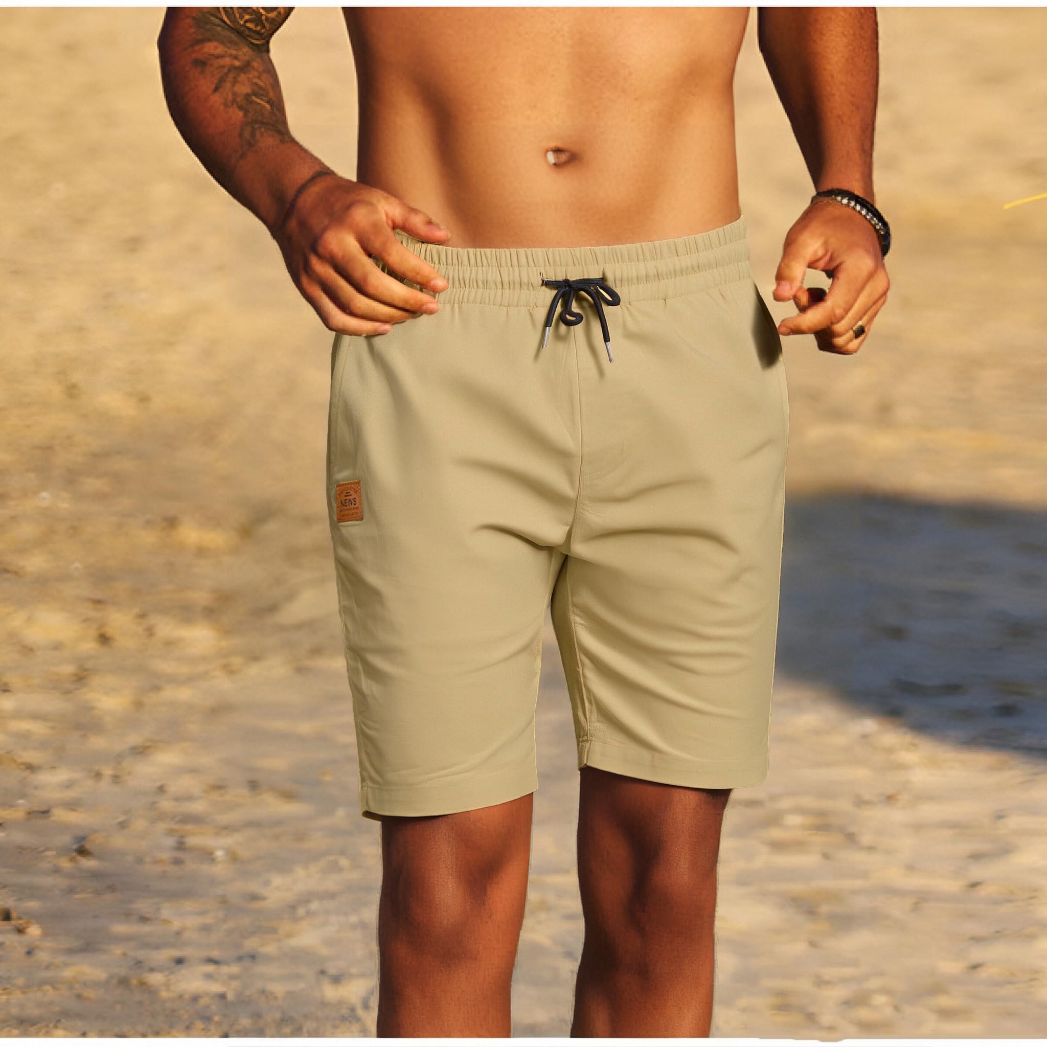 ZOXOZ Kurze Hose Herren Shorts Herren Sommer Chino Shorts Baumwolle Cargo Shorts Freizeithose Kurz Mit Taschen Khaki XL 3