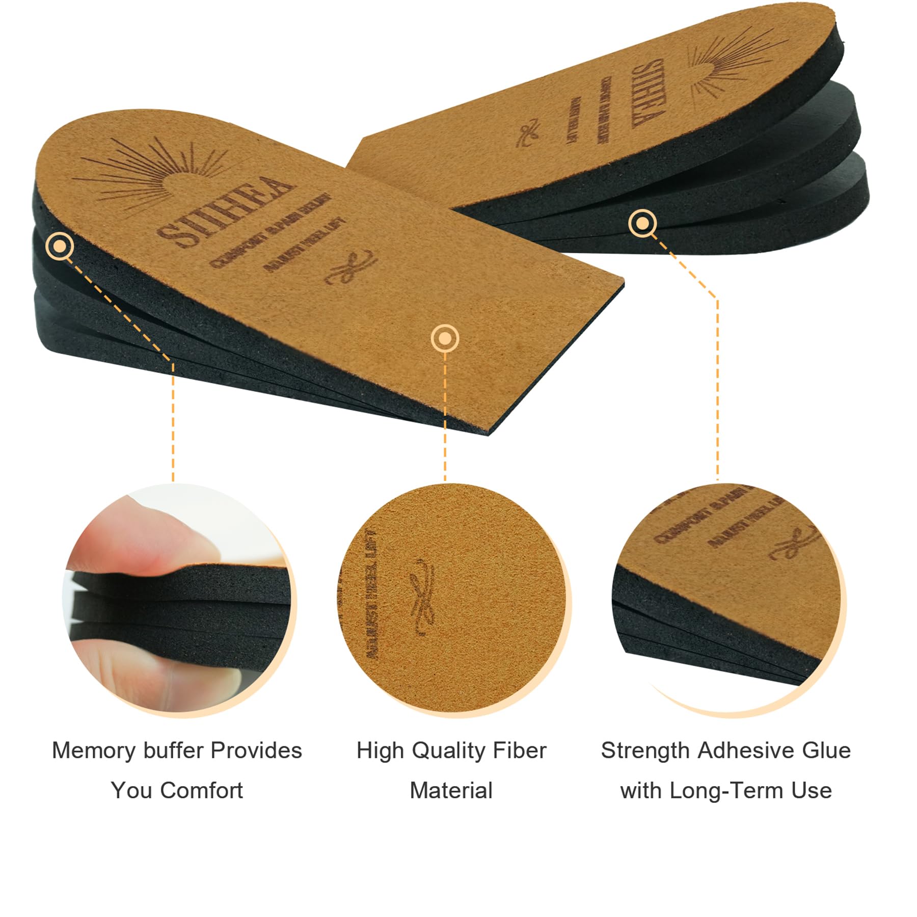 Adjustable Heel Lifts for Shoes, 1/4'' Height Increase Insoles for Achilles Tendonitis, Heel Pain, Leg Length Discrepancy, Plantar Fasciitis, Shoe Lifts Men, Women (Brown, Medium (1 Pair))