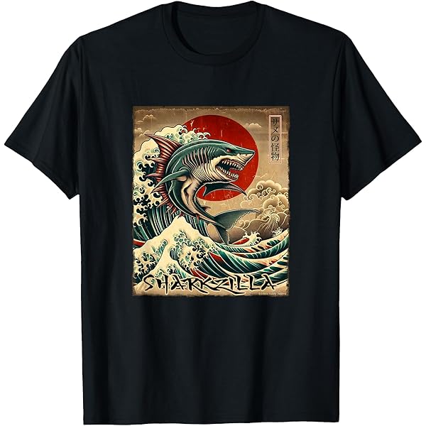 【超希少】shark designed vintage shirt Vintage Sears Kings Road Shirt Mens Large Blue Shark Mega