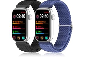 HQzon 2 Pack Stretchy 16mm Braided Nylon Bands Compatible with FITVII HM08/MorePro HM08/Amzhero-Runfit D26/KALINCO Slim Fitness Tracker