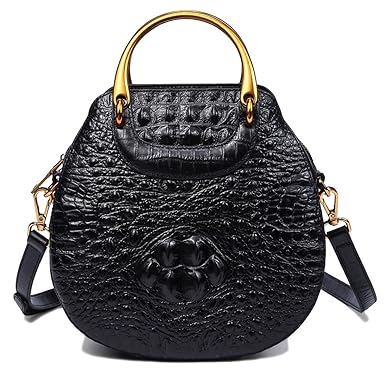 Qiwang Women Genuine Leather Small Top-handle Bags Designer Handbags Satchels Embossed-crocodile Cowhide