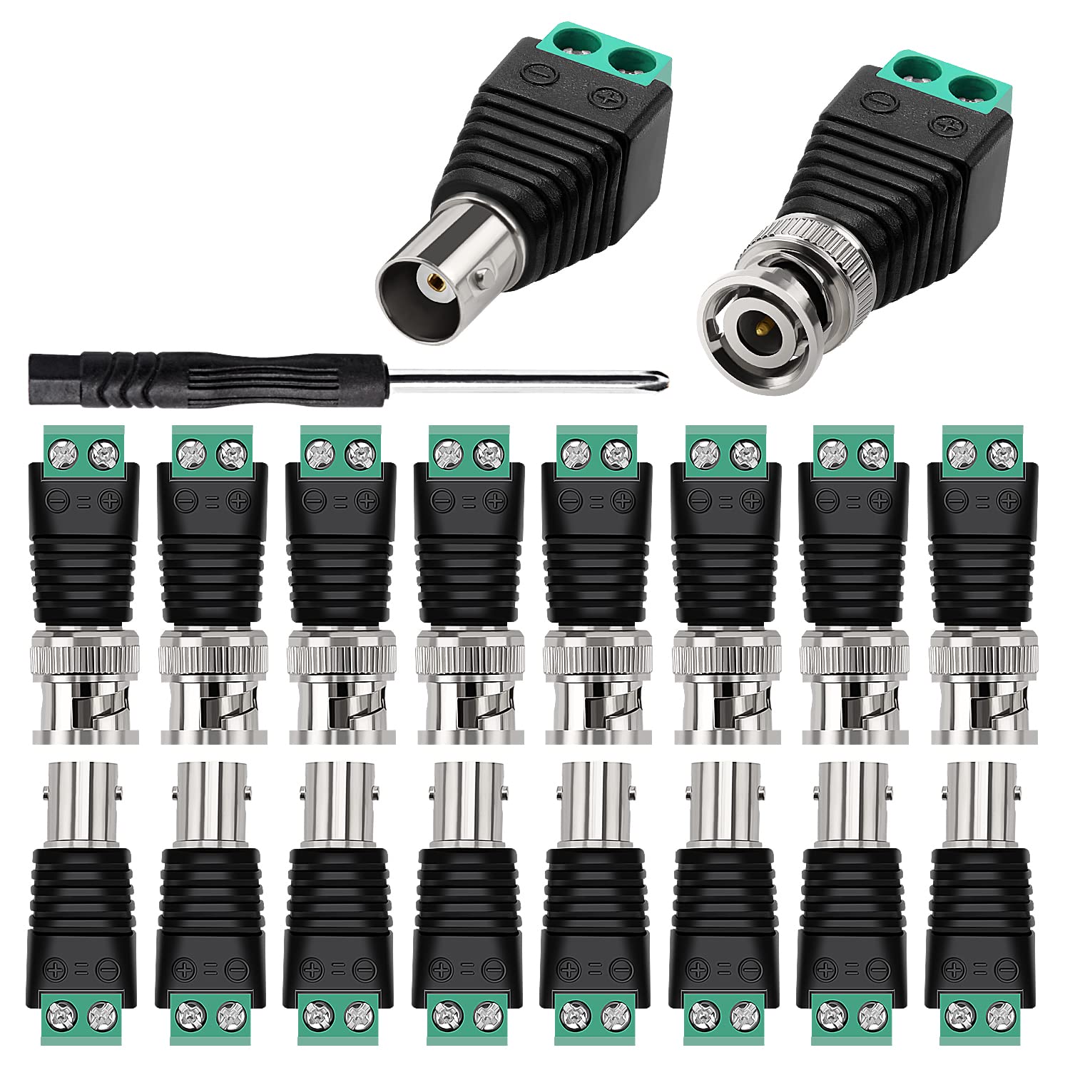 KUOQIY 9 Pairs BNC Video Balun Connector, Coax Cat5 Cat6 to Video Balun Surveillance Camera, BNC Connector Adapter Solderless Screw Terminal, for CCTV Surveillance Camera, DVR, TV
